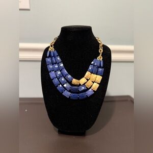 Stella & Dot Bahari necklace Stunning Blue and Gold Multi strand